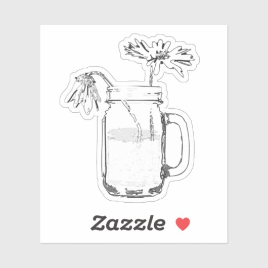 mason jar daisies sticker (Vel)