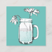mason jar daisies vierkante visitekaartje (Voorkant)