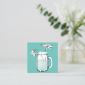 mason jar daisies vierkante visitekaartje (Staand voorkant)