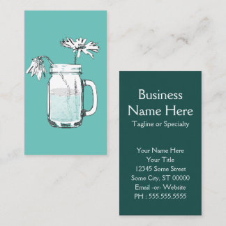 mason jar daisies visitekaartje