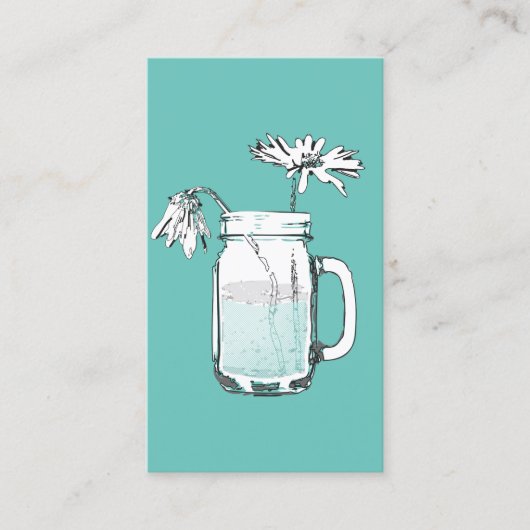 mason jar daisies visitekaartje (Voorkant)