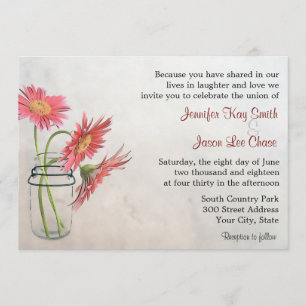 Mason Jar Daisies Wedding Invitations Kaart