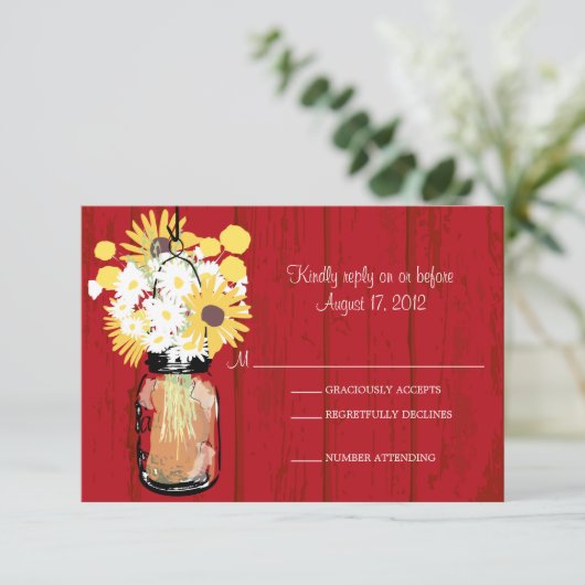 Mason Jar Daisies Zonnebloemen & Billy Balls RSVP (Staand voorkant)