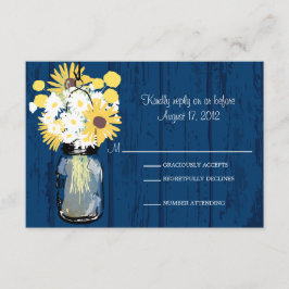 Mason Jar Daisies Zonnebloemen & Billy Balls RSVP Kaartje