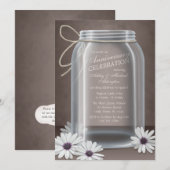  Mason Jar Daisy Brown Jubileum Kaart (Voorkant / Achterkant)