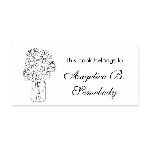 Mason Jar Daisy Flowers Bouquet Bookplate Rubberstempel (Afrduk)
