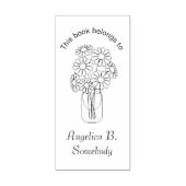 Mason Jar Daisy Flowers Bouquet Bookplate Rubberstempel (Afrduk)