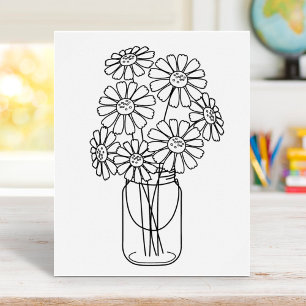 Mason Jar Daisy Flowers Coloring Page Poster