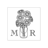 Mason Jar Daisy Flowers Huwelijk Monogram Initiale Rubberstempel (Afrduk)