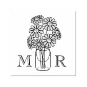 Mason Jar Daisy Flowers Huwelijk Monogram Initiale Zelfinktende Stempel (Design)