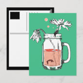 Mason Jar Daisy verdrinkt Briefkaart (Voorkant / Achterkant)