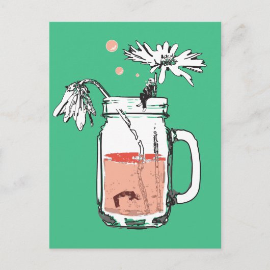 Mason Jar Daisy verdrinkt Briefkaart (Voorkant)