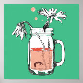Mason Jar Daisy verdrinkt Poster (Voorkant)