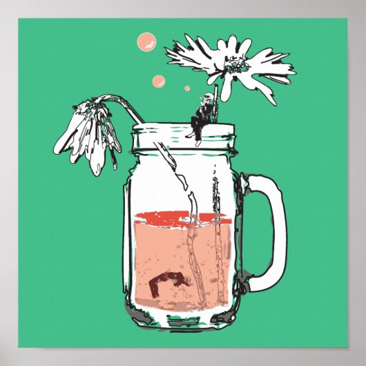 Mason Jar Daisy verdrinkt Poster (Voorkant)