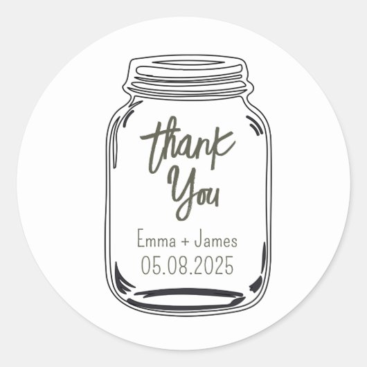 Mason Jar Dank je Sticker (Voorkant)