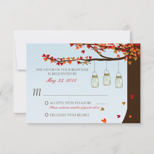 Mason Jar Eik Boom RSVP Kaartje (Voorkant)