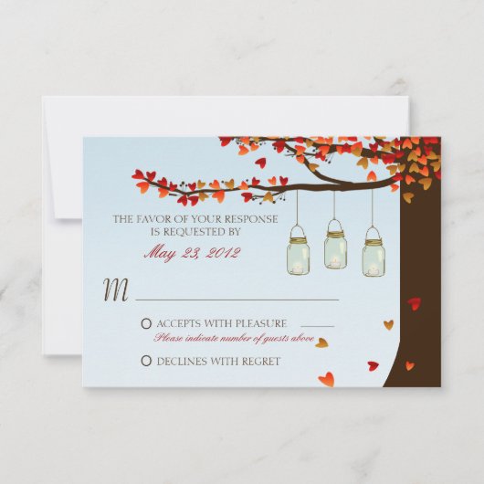 Mason Jar Eik RSVP Kaartje (Voorkant)