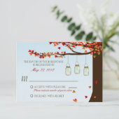 Mason Jar Eik RSVP Kaartje (Staand voorkant)