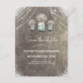 Mason Jar en Baby's Breath Rustic Save the Date Aankondigingskaart (Voorkant)