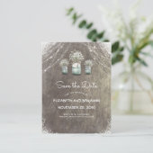 Mason Jar en Baby's Breath Rustic Save the Date Aankondigingskaart (Staand voorkant)
