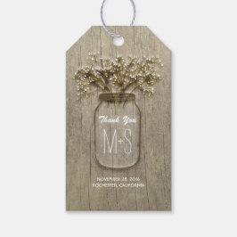 Mason Jar en Baby's Breath Rustieke Bruiloft Cadeaulabel