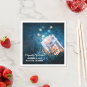 Mason Jar en Blauwe Vuurvliegjes bruiloft Servet (Insitu)