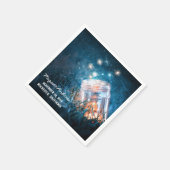 Mason Jar en Blauwe Vuurvliegjes bruiloft Servet (Hoek)