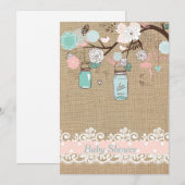 Mason Jar en Burlap Baby shower Invitation Kaart (Voorkant / Achterkant)