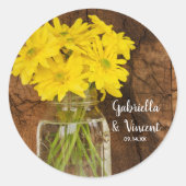 Mason Jar en Daisies Country Barn Wedding Ronde Sticker (Voorkant)