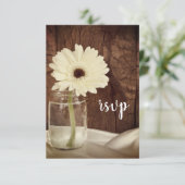 Mason Jar en Daisies Country Barn Wedding RSVP (Staand voorkant)
