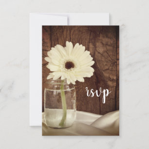 Mason Jar en Daisies Country Barn Wedding RSVP Kaartje