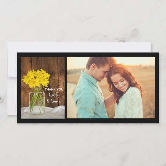 Mason Jar en Daisies Country Weddenschap Bedankt (Voorkant)