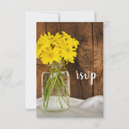 Mason Jar en Daisies Country Wedding RSVP Card Kaartje