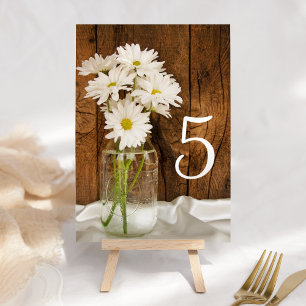 Mason Jar en Daisies Country Wedding Table Number Briefkaart