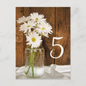 Mason Jar en Daisies Country Wedding Table Number Briefkaart (Voorkant)