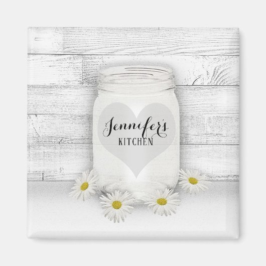 Mason Jar en Daisies Magneet (Voorkant)