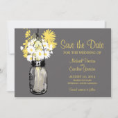 Mason Jar en Daisies Save the Date (Voorkant)