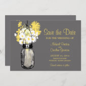Mason Jar en Daisies Save the Date (Voorkant / Achterkant)