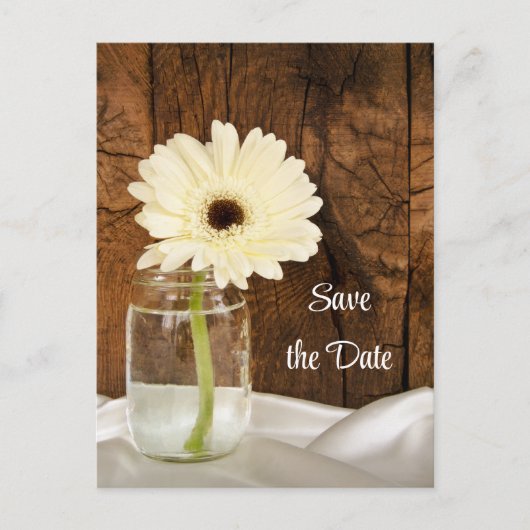 Mason Jar en Daisy Country Wedding Save the Date Aankondigingskaart (Voorkant)