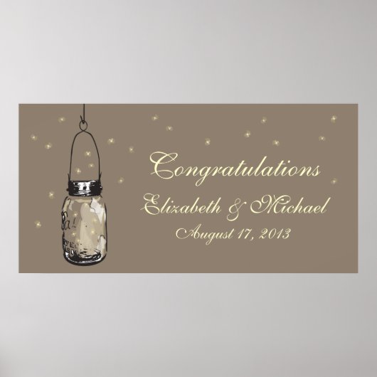 Mason Jar en Fireflies Banner Poster (Voorkant)