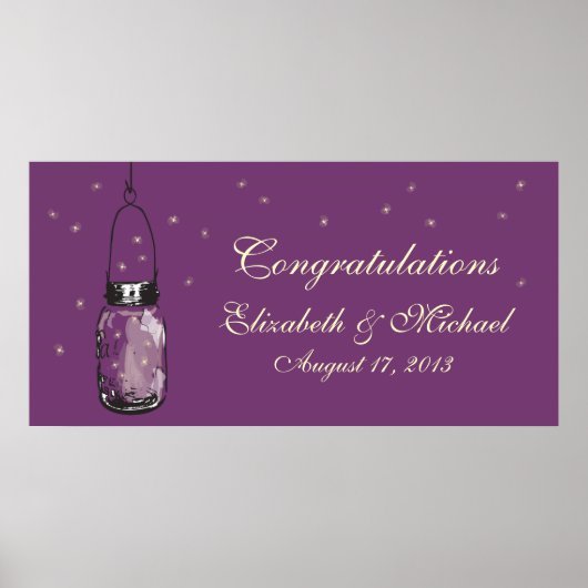 Mason Jar en Fireflies Banner Poster (Voorkant)
