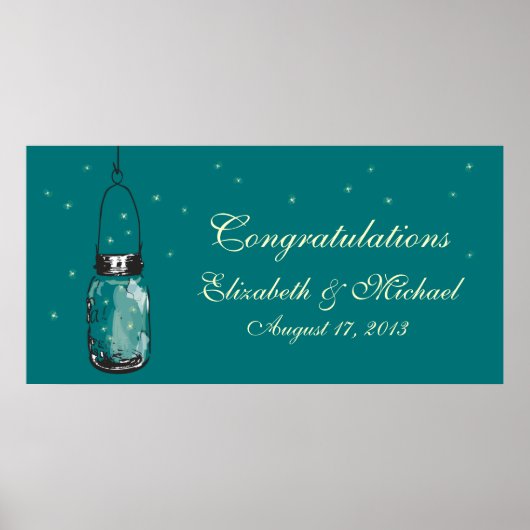 Mason Jar en Fireflies Banner Poster (Voorkant)