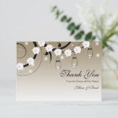 Mason Jar en Fireflies Hartelijk dank - Gold Bedankkaart (Staand voorkant)