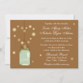 Mason Jar en Fireflies Heart Wedding Invitation Kaart (Voorkant)