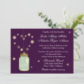 Mason Jar en Fireflies Heart Wedding Invitation Kaart (Staand voorkant)