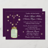 Mason Jar en Fireflies Heart Wedding Invitation Kaart (Voorkant / Achterkant)