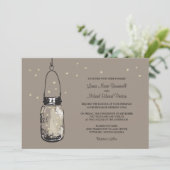 Mason Jar en Fireflies Wedding Invitations Kaart (Staand voorkant)