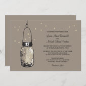 Mason Jar en Fireflies Wedding Invitations Kaart (Voorkant / Achterkant)
