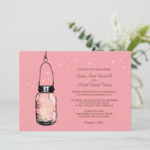 Mason Jar en Fireflies Wedding Invitations Kaart (Staand voorkant)