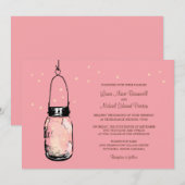 Mason Jar en Fireflies Wedding Invitations Kaart (Voorkant / Achterkant)